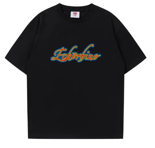Summer Streetwear Heavyweight Couple Style T-Shirt Short Sleeve Loose Fit Versatile for Both Men and Women with High-Class